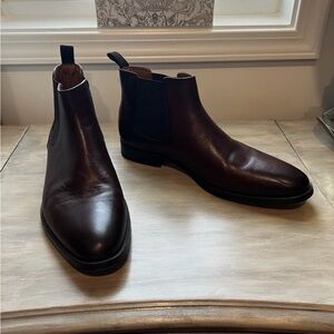 STEVE MADDEN Mens Brown Agate Leather Ankle Chelsea Boots 10 M Slip On